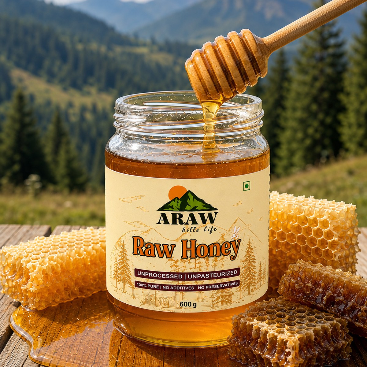 Raw Honey — Raw · Unprocessed · Unpasteurised by ARAW Hills Life